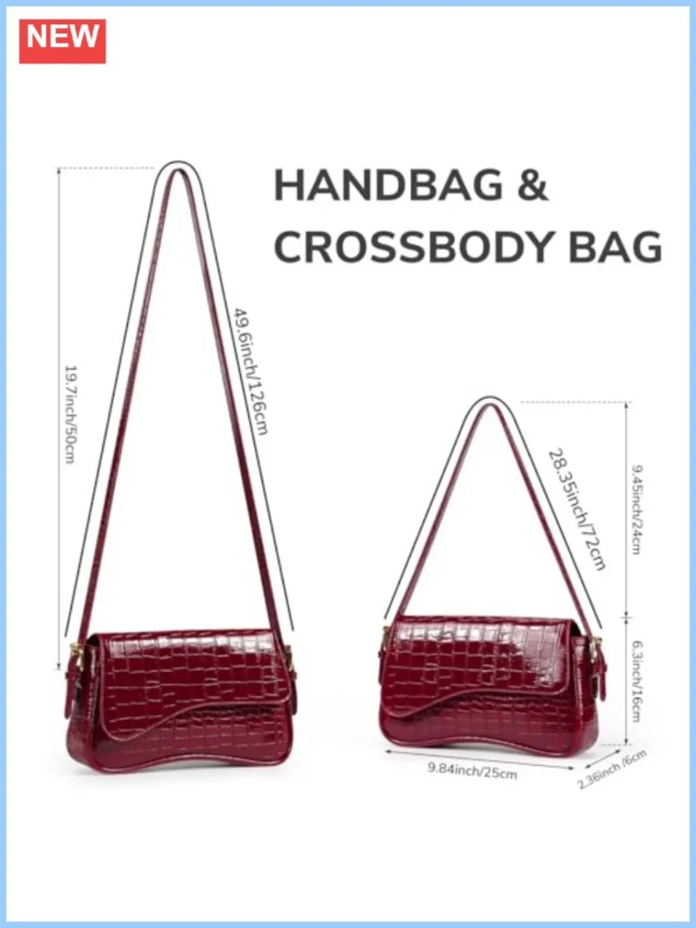 PU Leather Hobo Shoulder Bag Crossbody Clutch Purse with Adjustable Strap